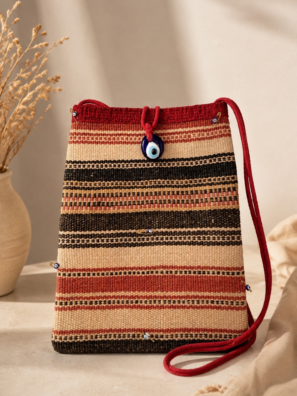 Turkish Anatolian Hand Crafted Shepherd Bag Sack Crossbody Purse 10 x 8